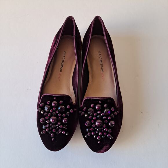 NWB Isaac Mizrahi Live! Velvet Loafers Ornament Detail Vivid Plum Women Size 5 M - Picture 5 of 14